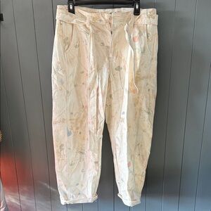 American Eagle Paint-Splatter White Denim Pants